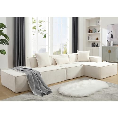 Modern Beige L-Shaped Modular Sofa Set