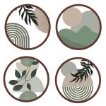 Sage Green Boho Metal Wall Art Set of 4