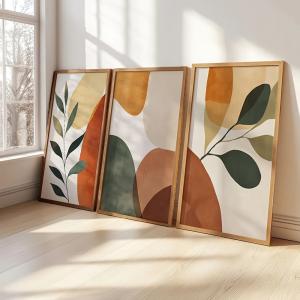 Set of 3 Boho Botanical Abstract Wall Art