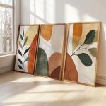 Set of 3 Boho Botanical Abstract Wall Art