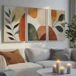Set of 3 Boho Botanical Abstract Wall Art