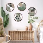 Sage Green Boho Metal Wall Art Set of 4