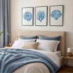 Set of 3 Blue Coastal Wall Art Prints