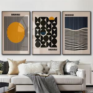 Bauhaus Style Minimalist Geometric Canvas Art Set