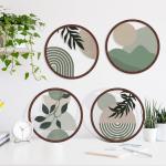 Sage Green Boho Metal Wall Art Set of 4