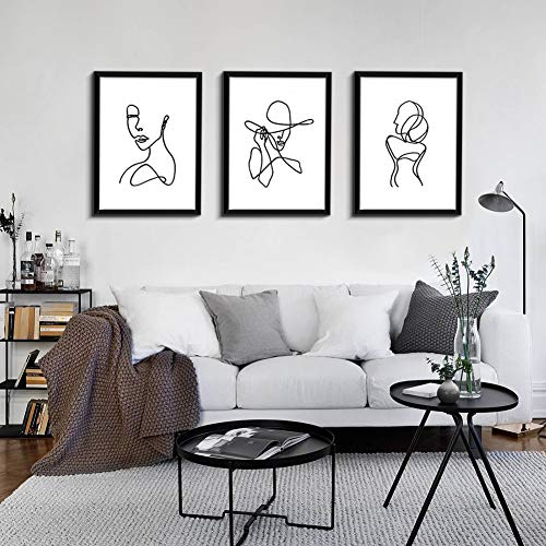 Framed Minimalist Line Art Set of 3 Prints