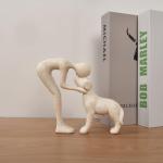 Cute Man and Dog Sculpture for Home Decor