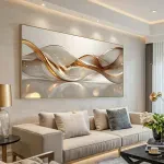 Abstract Canvas Wall Art with Metal Accents