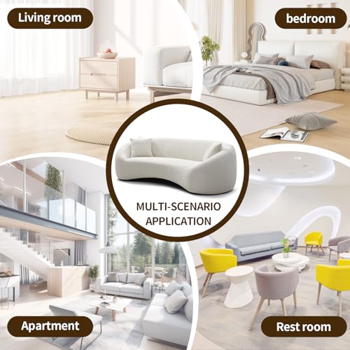 Stylish 3-Seater Curved Velvet Sofa in White