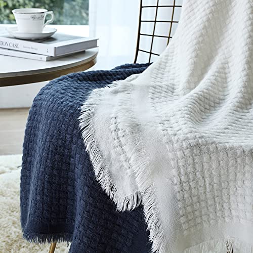 Boho Crochet Lightweight Throw Blanket - Off White