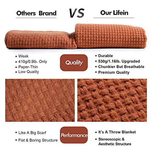 Soft Burnt Orange Knitted Throw Blanket for Fall