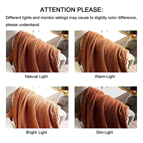 Soft Burnt Orange Knitted Throw Blanket for Fall