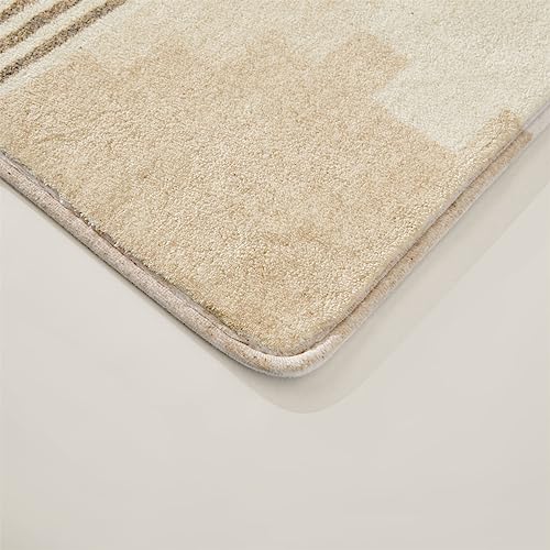 Khaki Minimalist Washable Area Rug 4x6