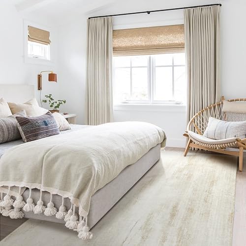 BILEEHOME Neutral Washable Rug for Living Room