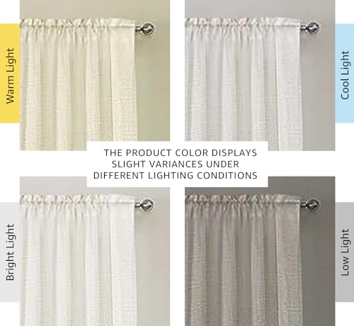 Natural Linen Curtains for Living Room, 84 Inches