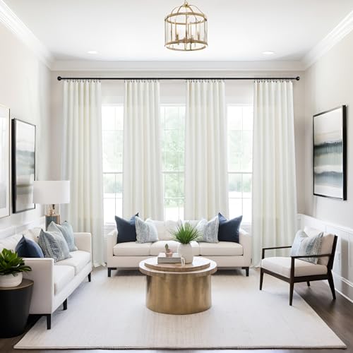 Cream 84-Inch Semi-Sheer Linen Curtains - 2 Panels