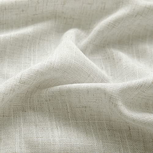 Cream 84-Inch Semi-Sheer Linen Curtains - 2 Panels