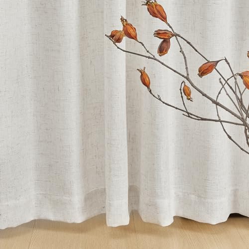 MYSKY HOME Natural Linen Sheer Curtains, 2 Panels