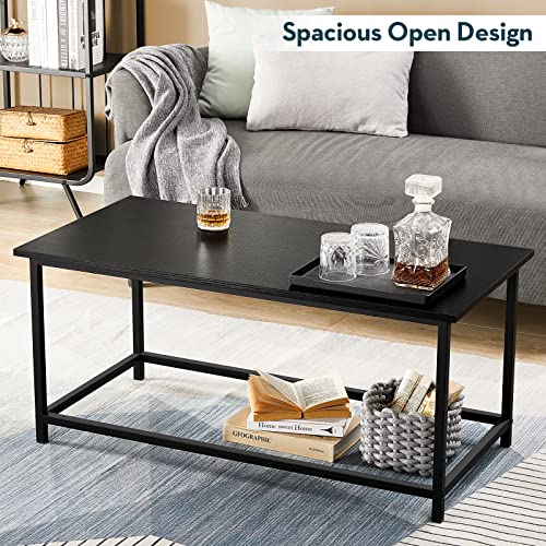 SAYGOER Modern Black Rectangular Coffee Table