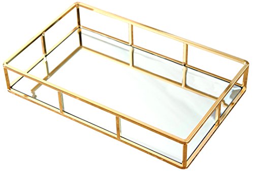 Champagne Gold Decorative Mirrored Jewelry Tray