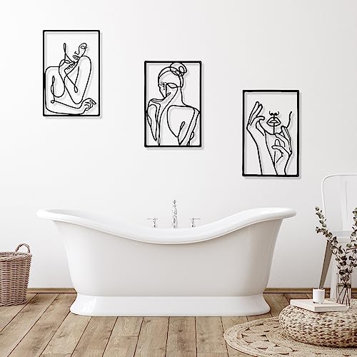3-Piece Minimalist Metal Abstract Woman Wall Art