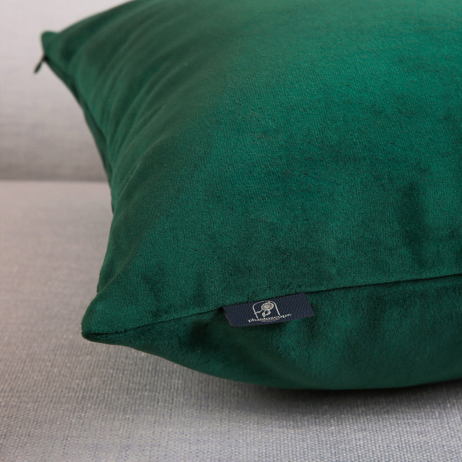 Dark Green Velvet Decorative Throw Pillow, 18" x 18