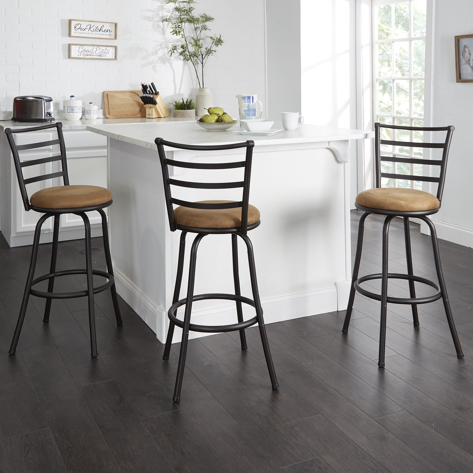 Set of 3 Adjustable Swivel Bar Stools