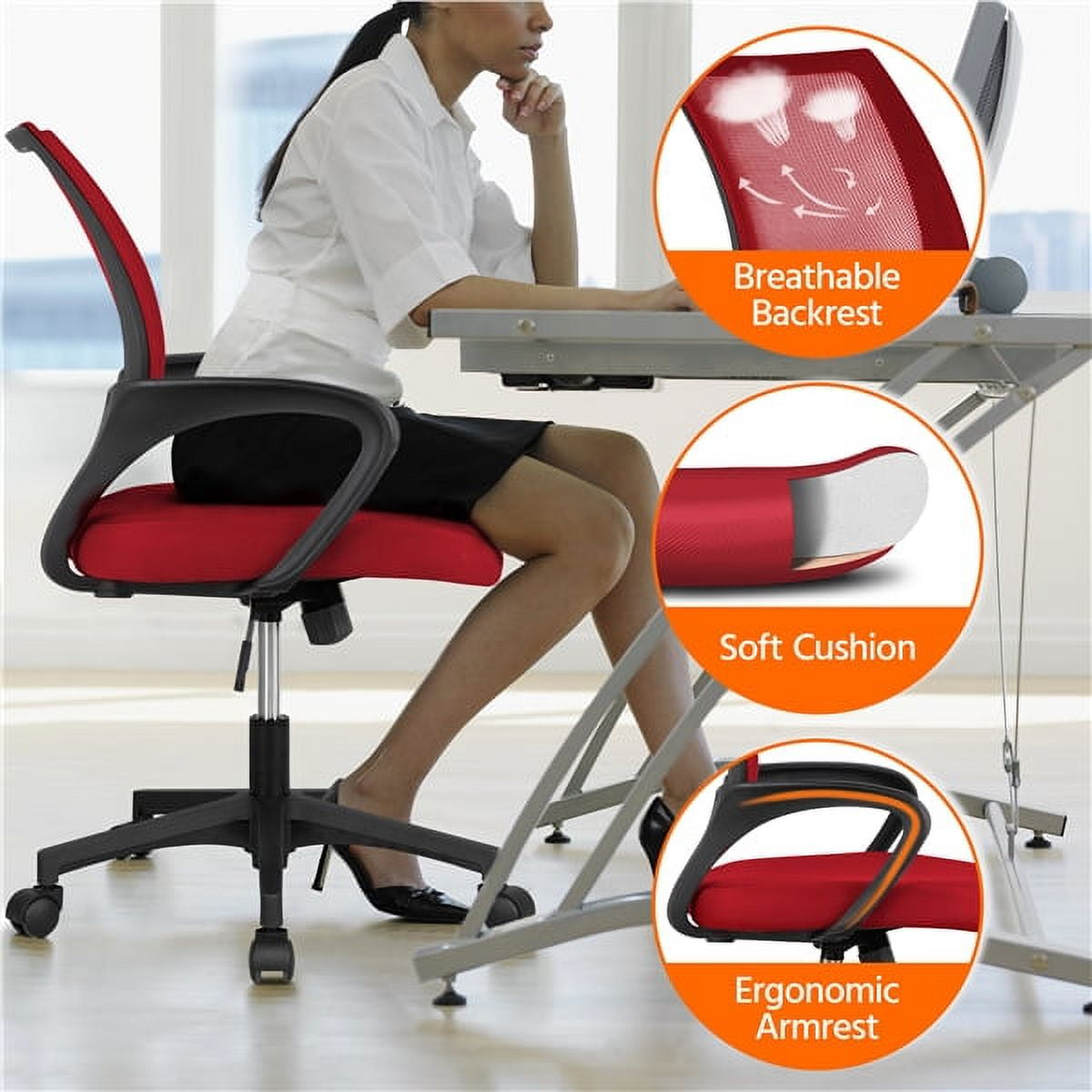 Red Adjustable Height Swivel Manager’s Chair