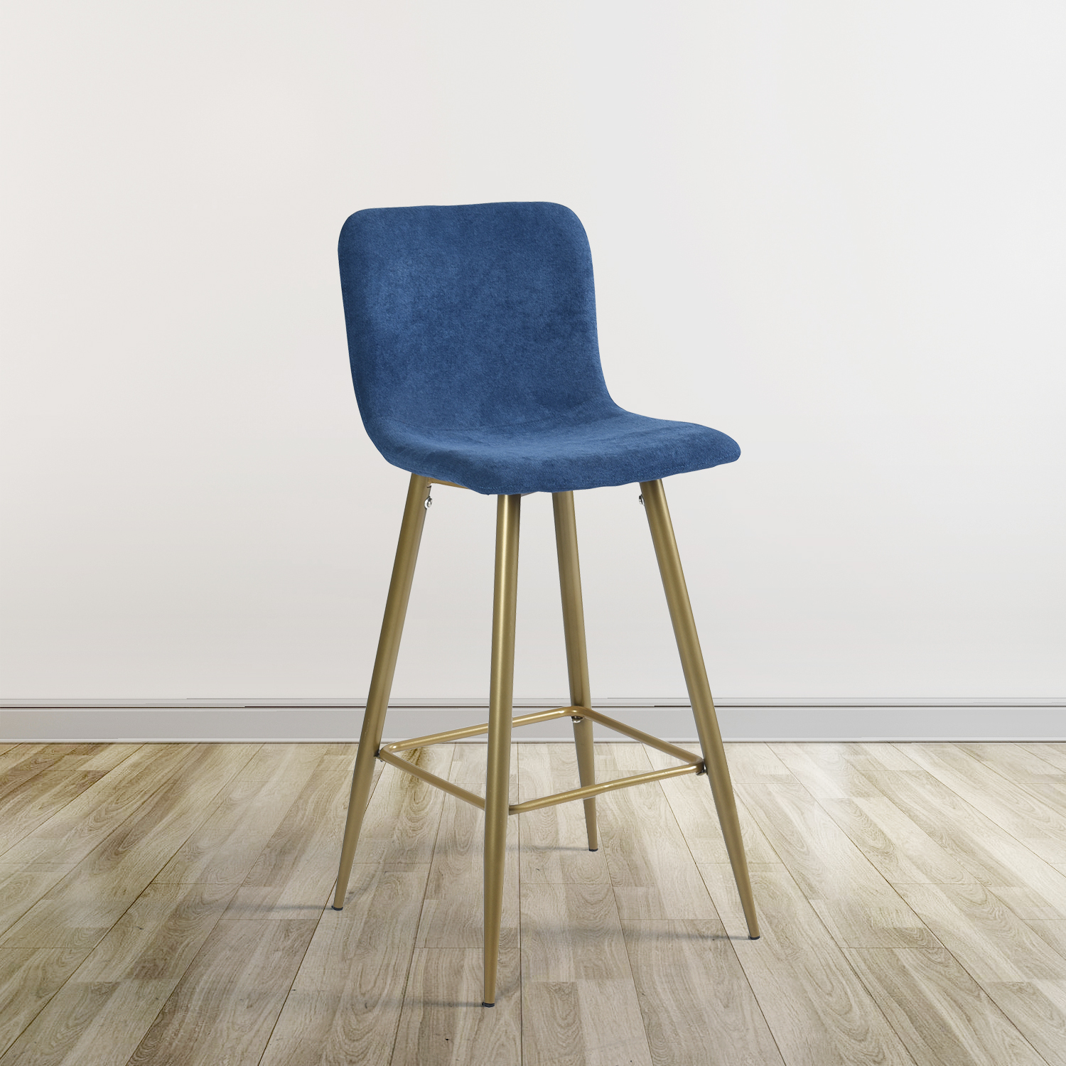 Dark Blue Upholstered 29'' Bar Stools - Set of 2