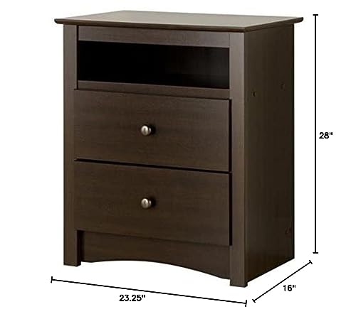 Espresso Fremont Tall Nightstand with 2 Drawers
