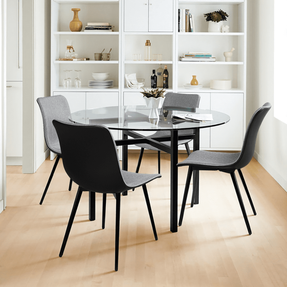 Gray Set of 4 Dining Chairs for Kitchen
