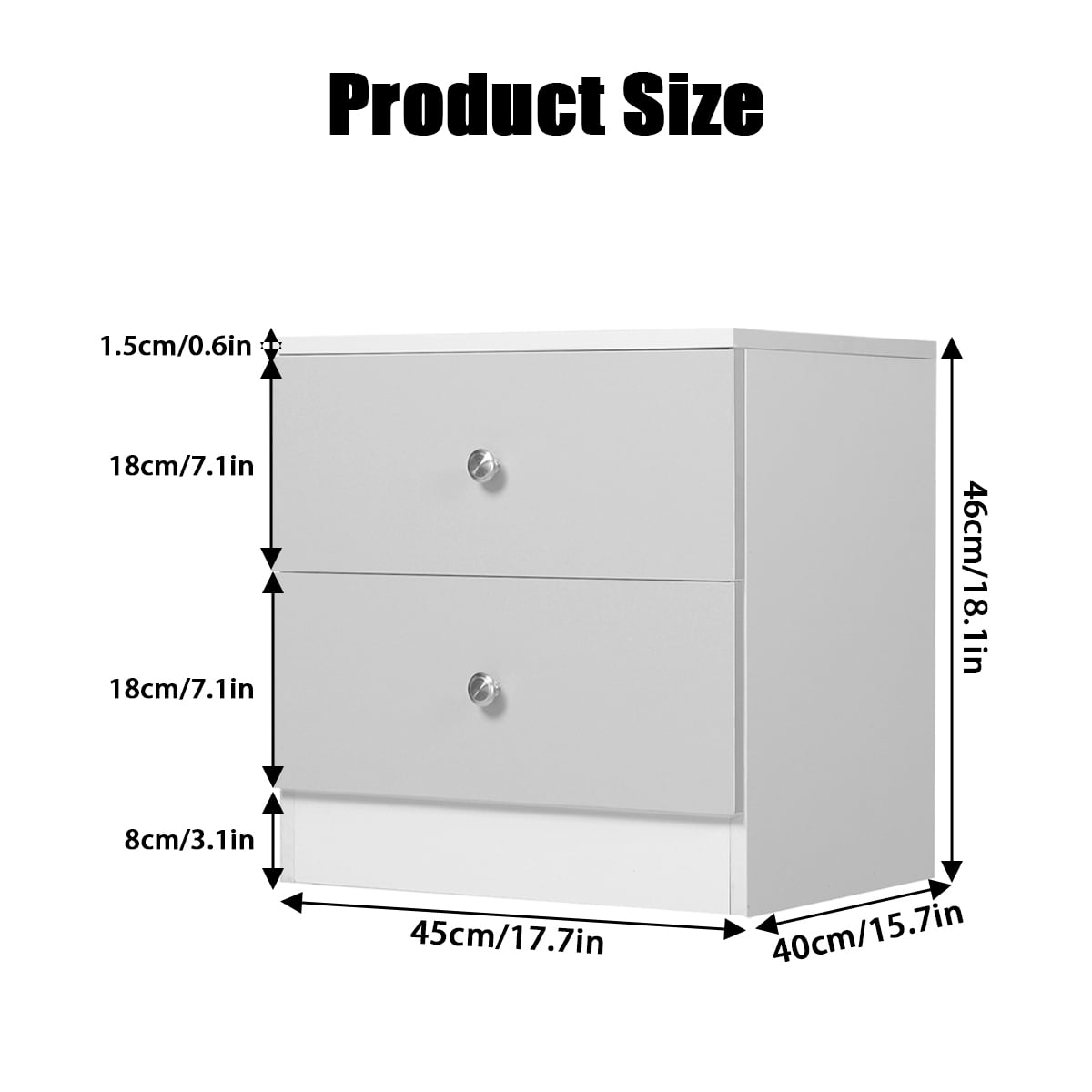 Modern 2-Drawer Nightstand in Gray and White