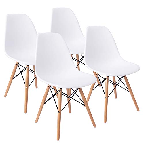 Set of 4 Mid Century Modern White Lounge Chairs