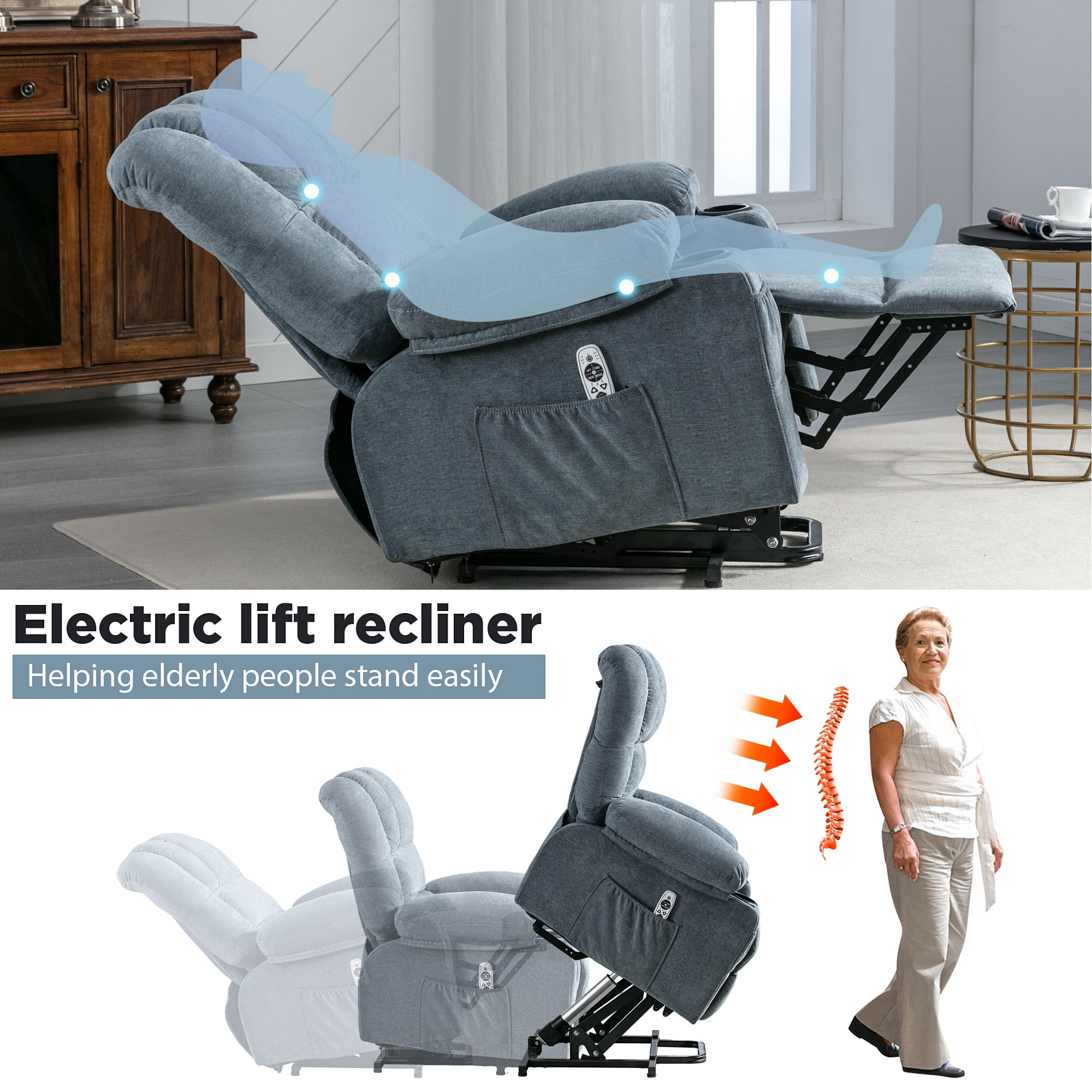 Power Lift Recliner Chair with Heat and Massage