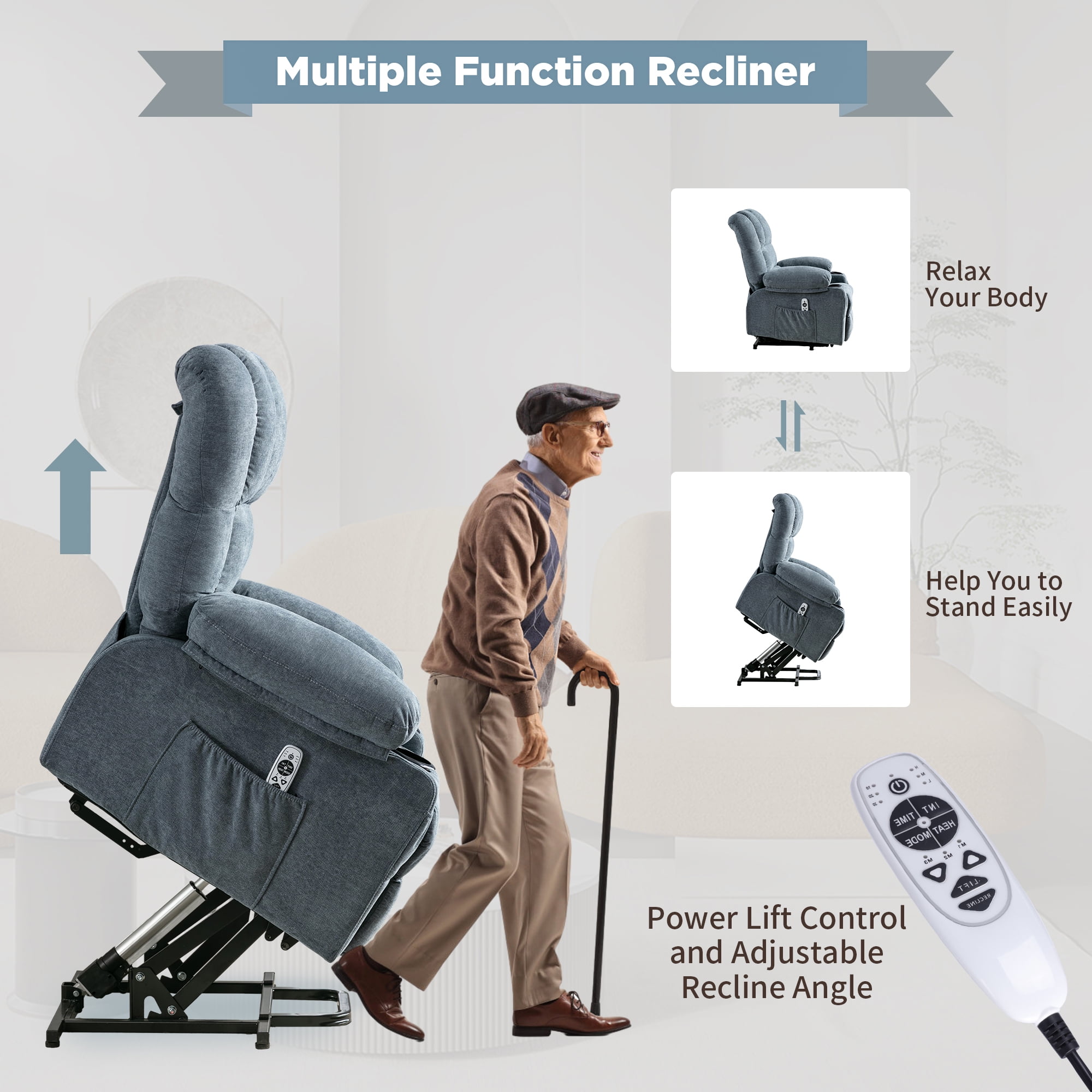 Power Lift Recliner Chair with Heat and Massage