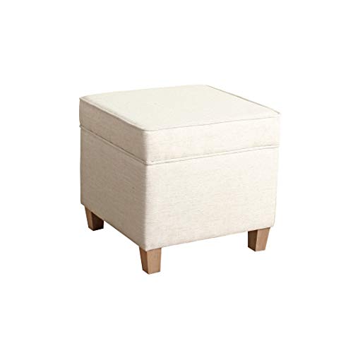HomePop Cole Classics Square Cream Ottoman