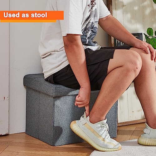 Stylish Dark Gray Rectangular Folding Ottoman Stool