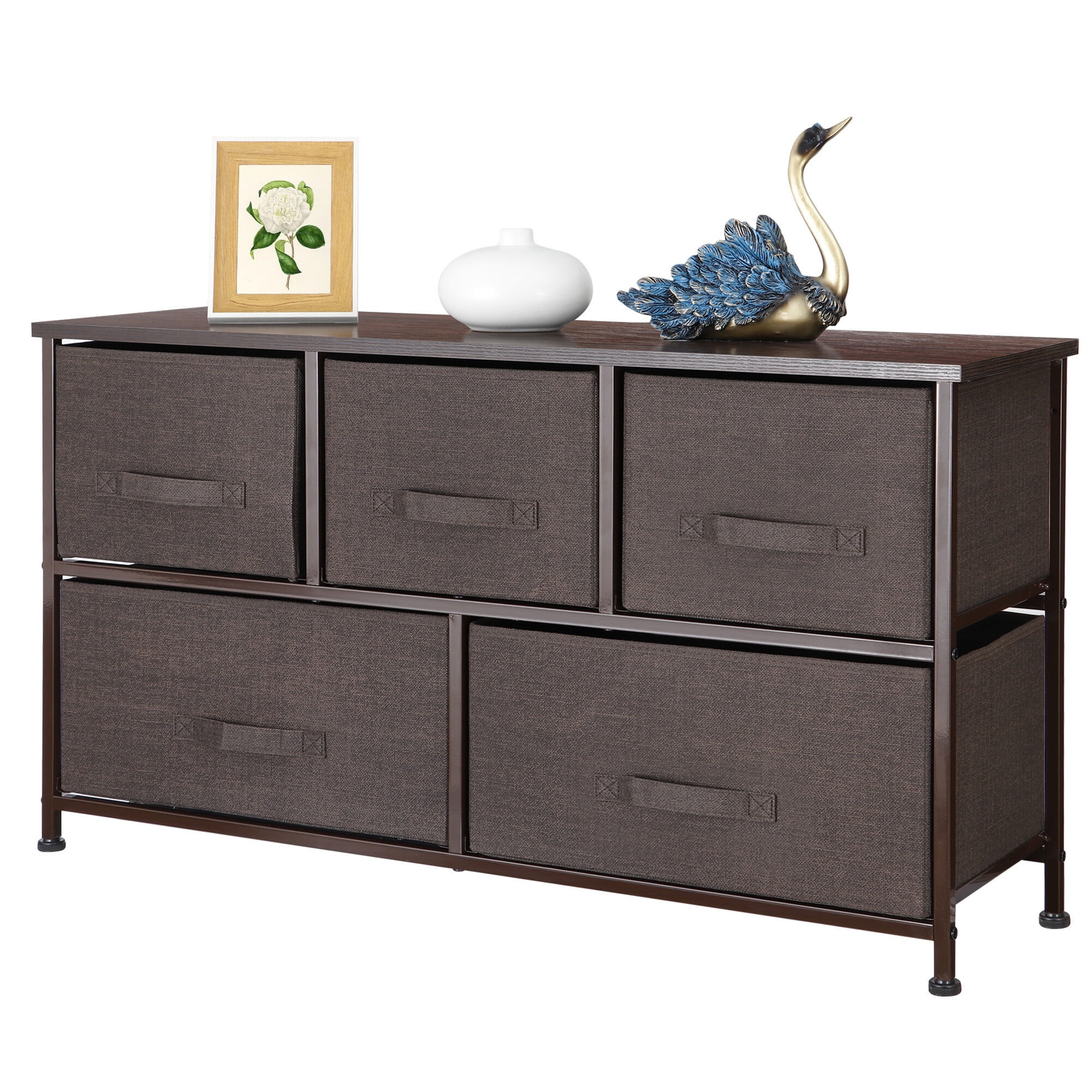 HomGarden Modern 2-Tier 5-Drawer Storage Dresser