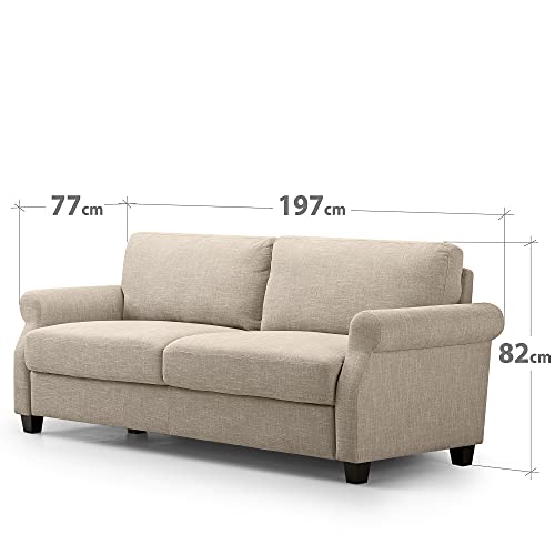 Beige Upholstered 77.5 Inch Traditional Sofa