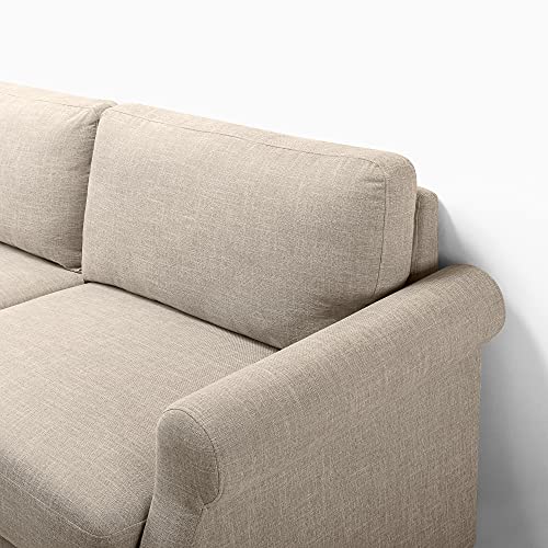 Beige Upholstered 77.5 Inch Traditional Sofa