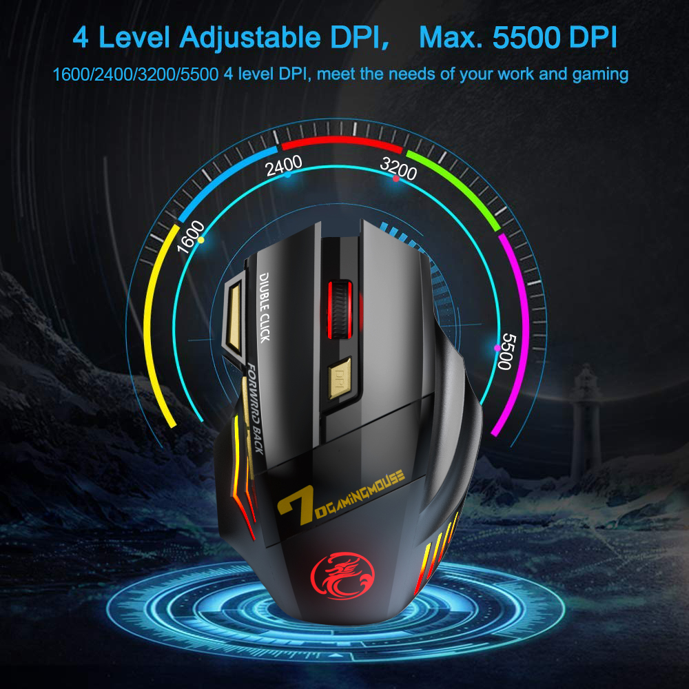 Ergonomic Rechargeable Wireless Bluetooth Gaming Mouse