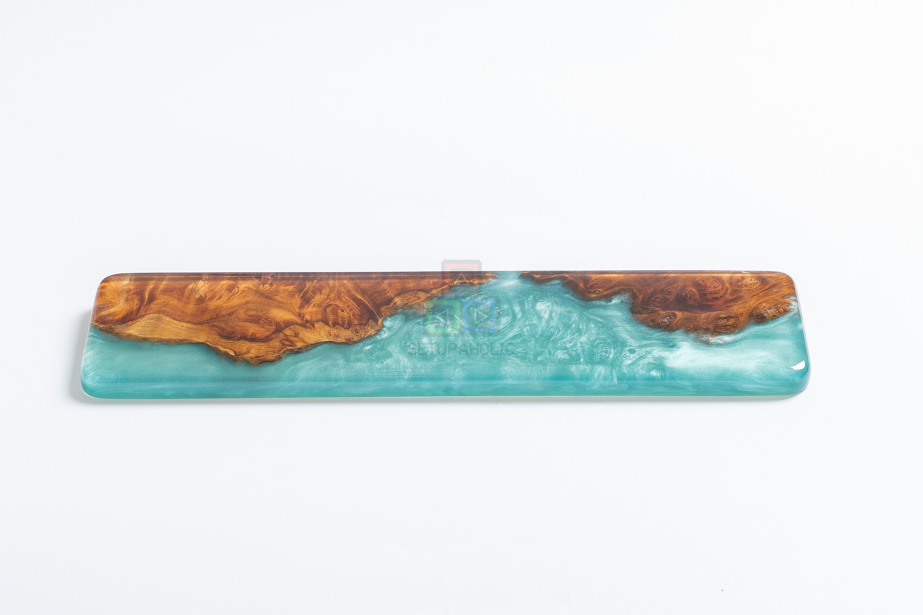 Sky Blue Wood Burl Keyboard Wrist Rest and Mouse Pad