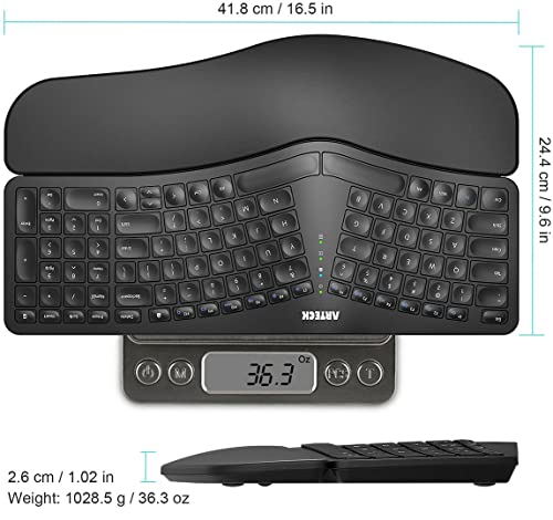 Arteck Wireless Split Ergonomic Keyboard with Wrist Support