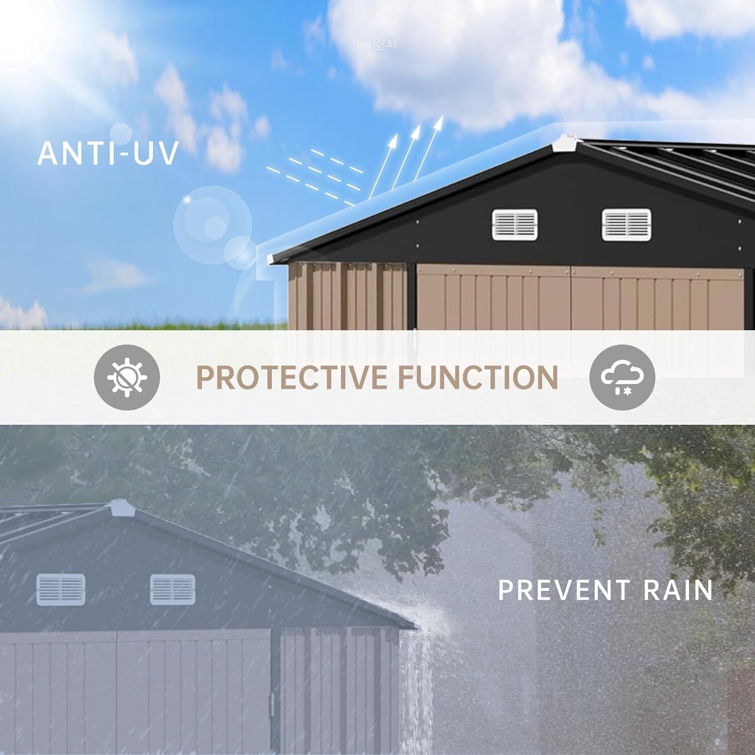 10x8 FT Outdoor Metal Storage Shed with Lockable Doors