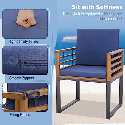 Tangkula 7-Piece Acacia Wood Patio Dining Set