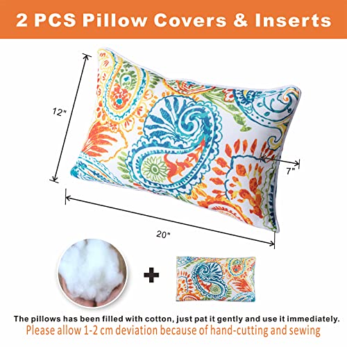 2-Pack Outdoor Waterproof Lumbar Pillows, Paisley Print