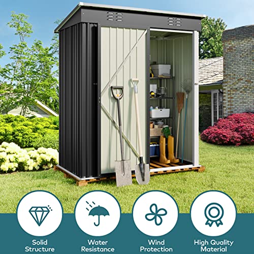 Gizoon 5'x3' Outdoor Metal Storage Shed - Dark Gray