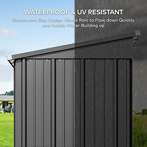 Gizoon 5'x3' Outdoor Metal Storage Shed - Dark Gray