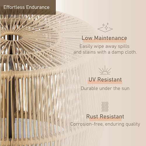 Boho Rattan Round Coffee Table for Outdoors