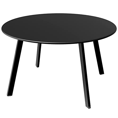 Black Round Steel Patio Coffee Table for Outdoors